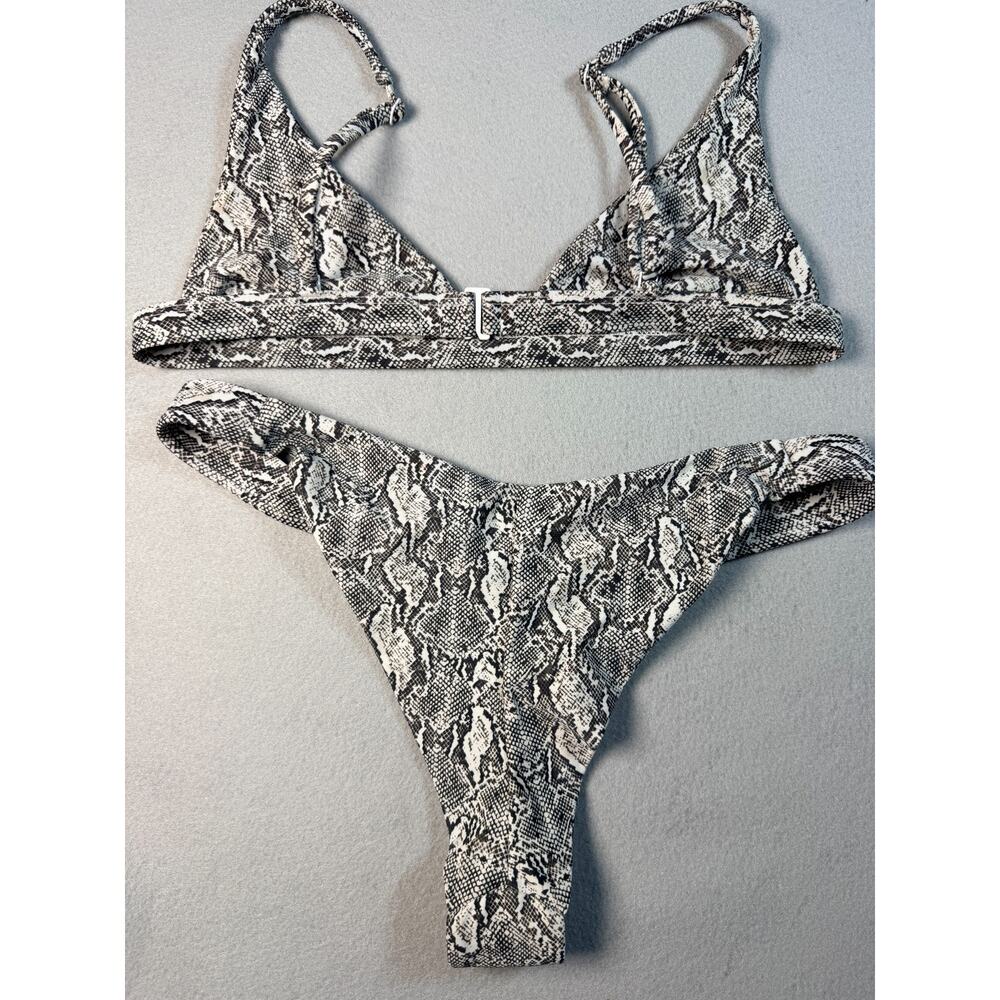 Ark Swimwear Snake Print Bikini Set Bralette Top High Cut Bottom Medium - Picture 5 of 7